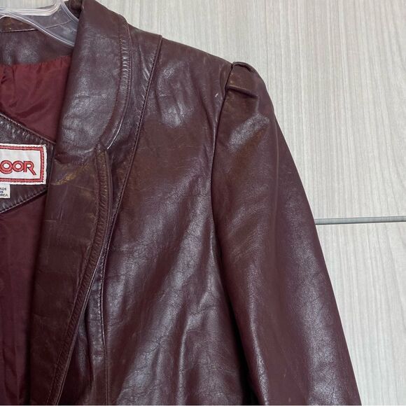 Foxmoor Retro 80s 70s Leather Jacket Blazer Coat Size 9 - Picture 5 of 15